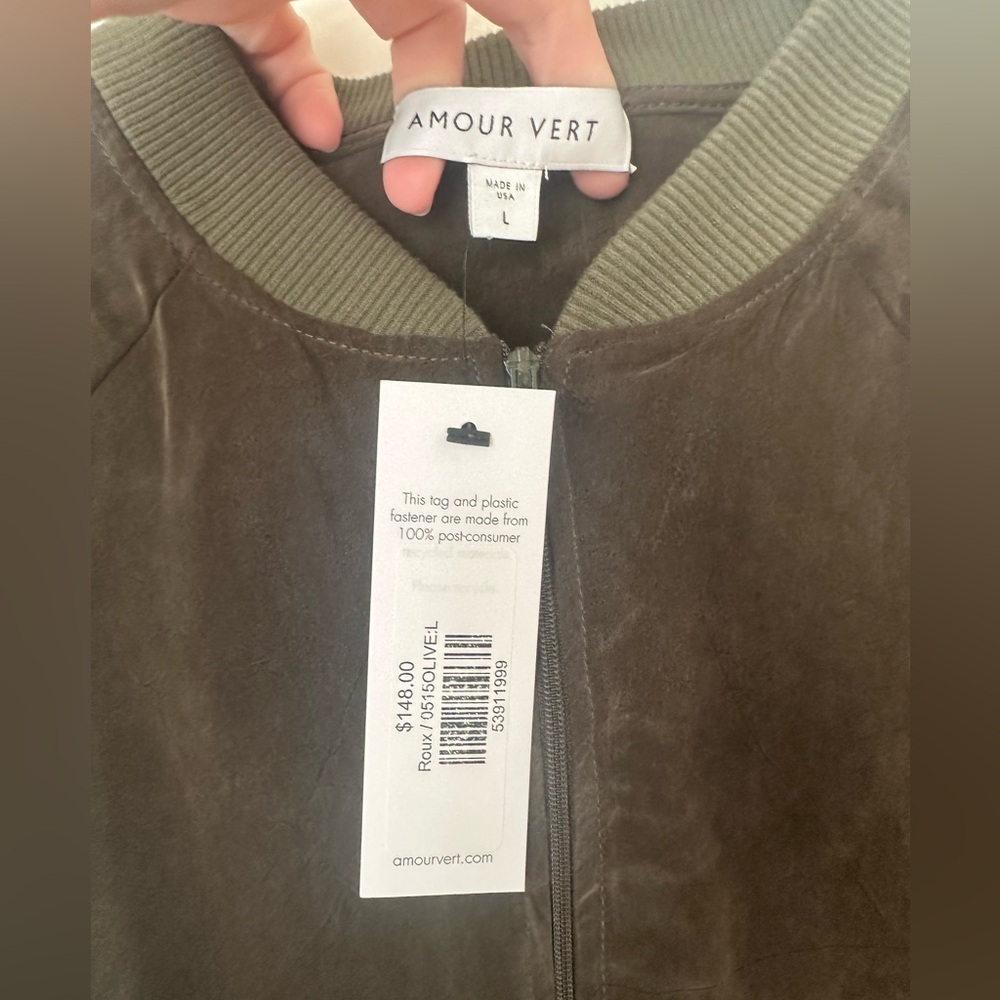 Amour Vert Cupro Bomber Jacket NWT - Picture 3 of 4